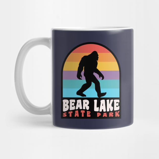 Bear Lake Utah Bigfoot Sasquatch Retro Sunset by PodDesignShop